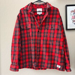 Vans Red and Black Plaid Casual Button Down Shirt